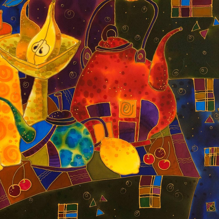 Yelena Sidorova Still Life with Colorful Teapots, Original Painting