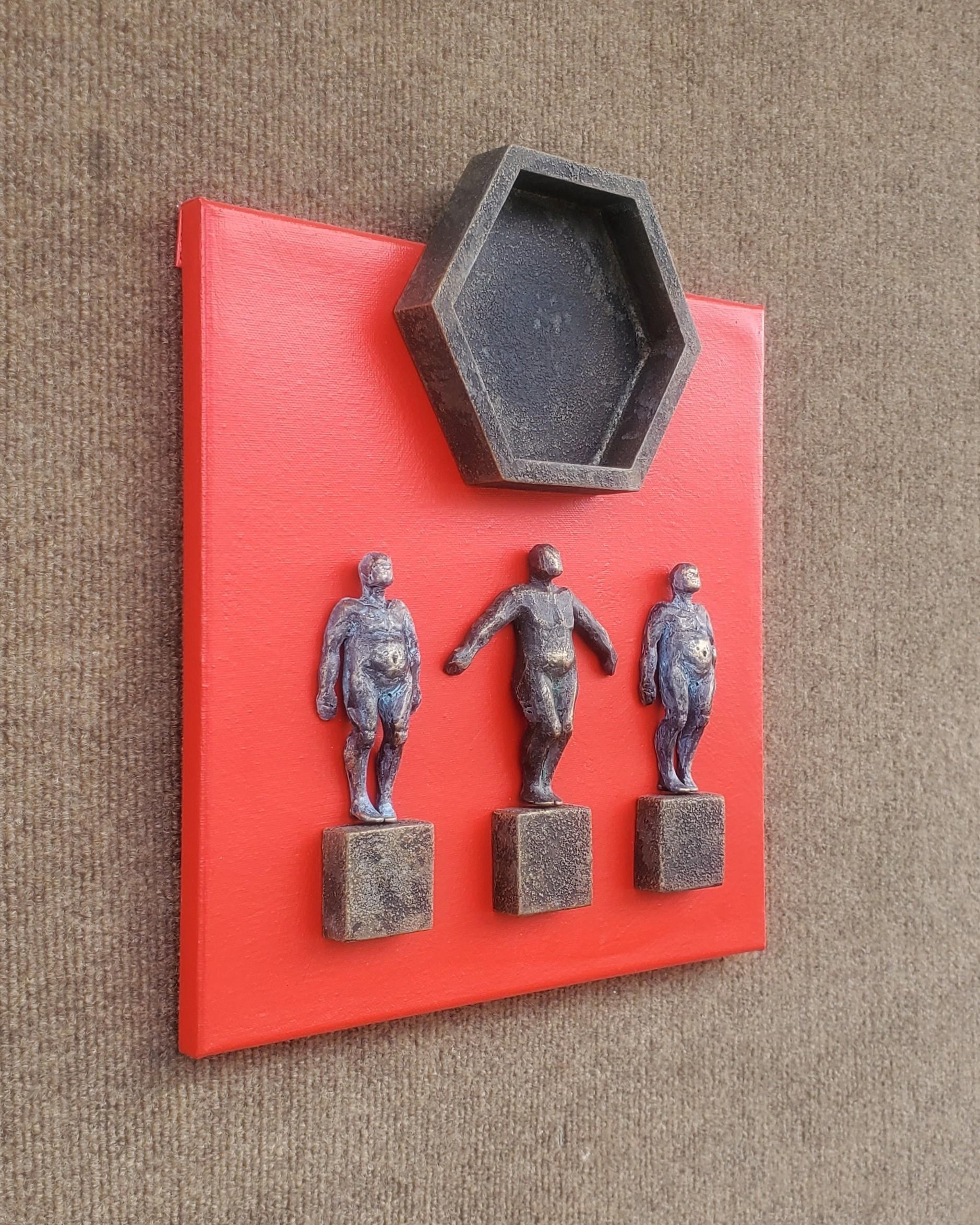 Balance IV (rouge), peinture originale - Contemporain Mixed Media Art par Yelitza Diaz