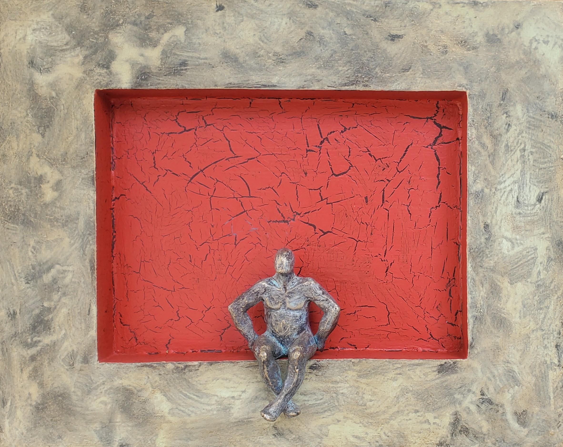 Man on square, Original Painting - Mixed Media Art by Yelitza Diaz