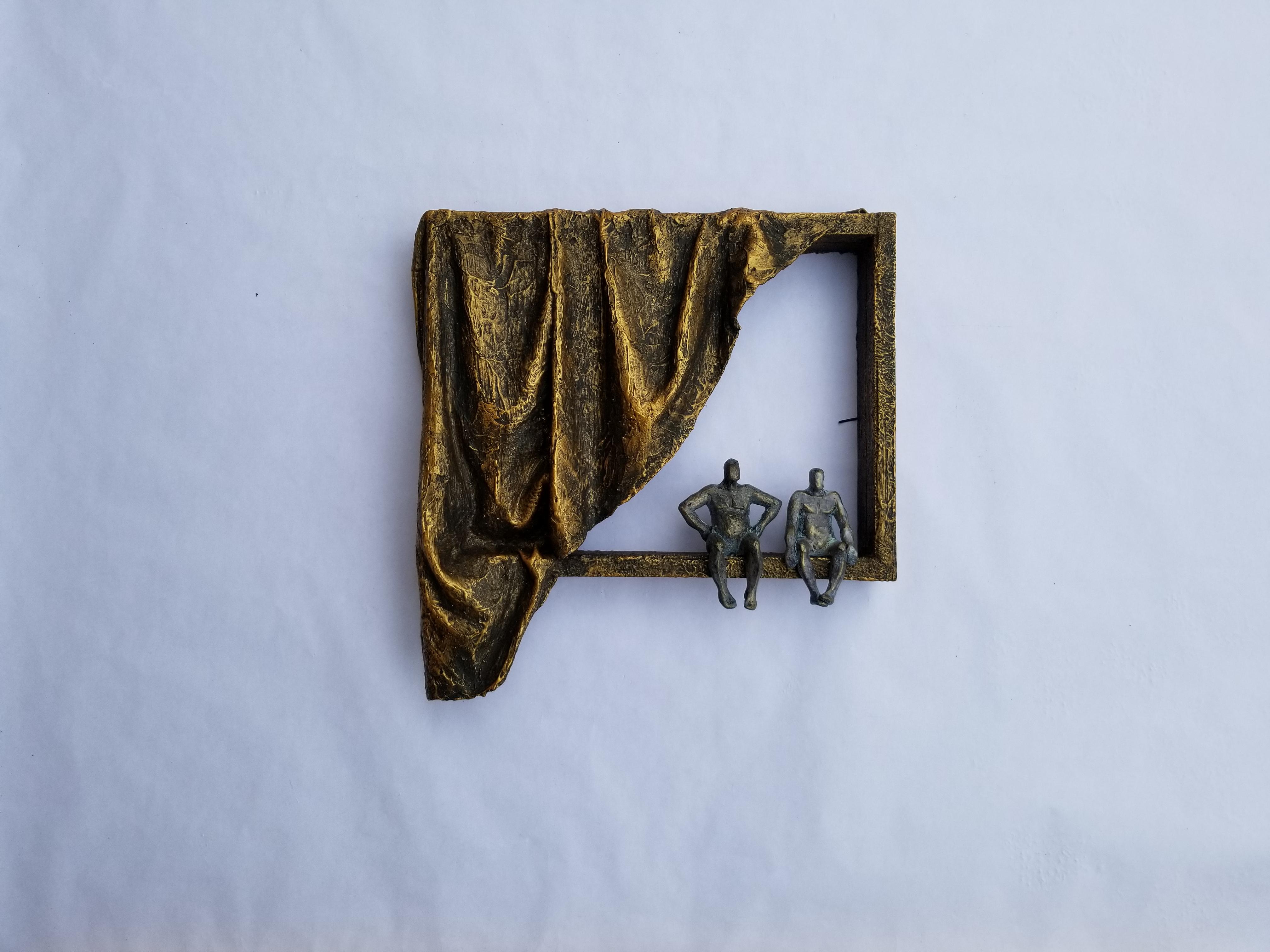 <p>Artist Comments<br>Resin figures, meticulously painted to resemble bronze, rest on a textured frame. As a part of the Windows of Hope series, this piece symbolizes individual freedom amidst the challenges of solitude in today's world. The image