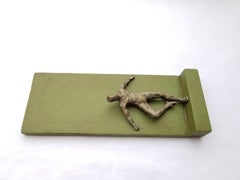 Small Being Standing on Green B, Original Painting