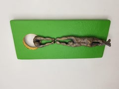 Two Climbers on Green Hanging on the Moon., Original Painting