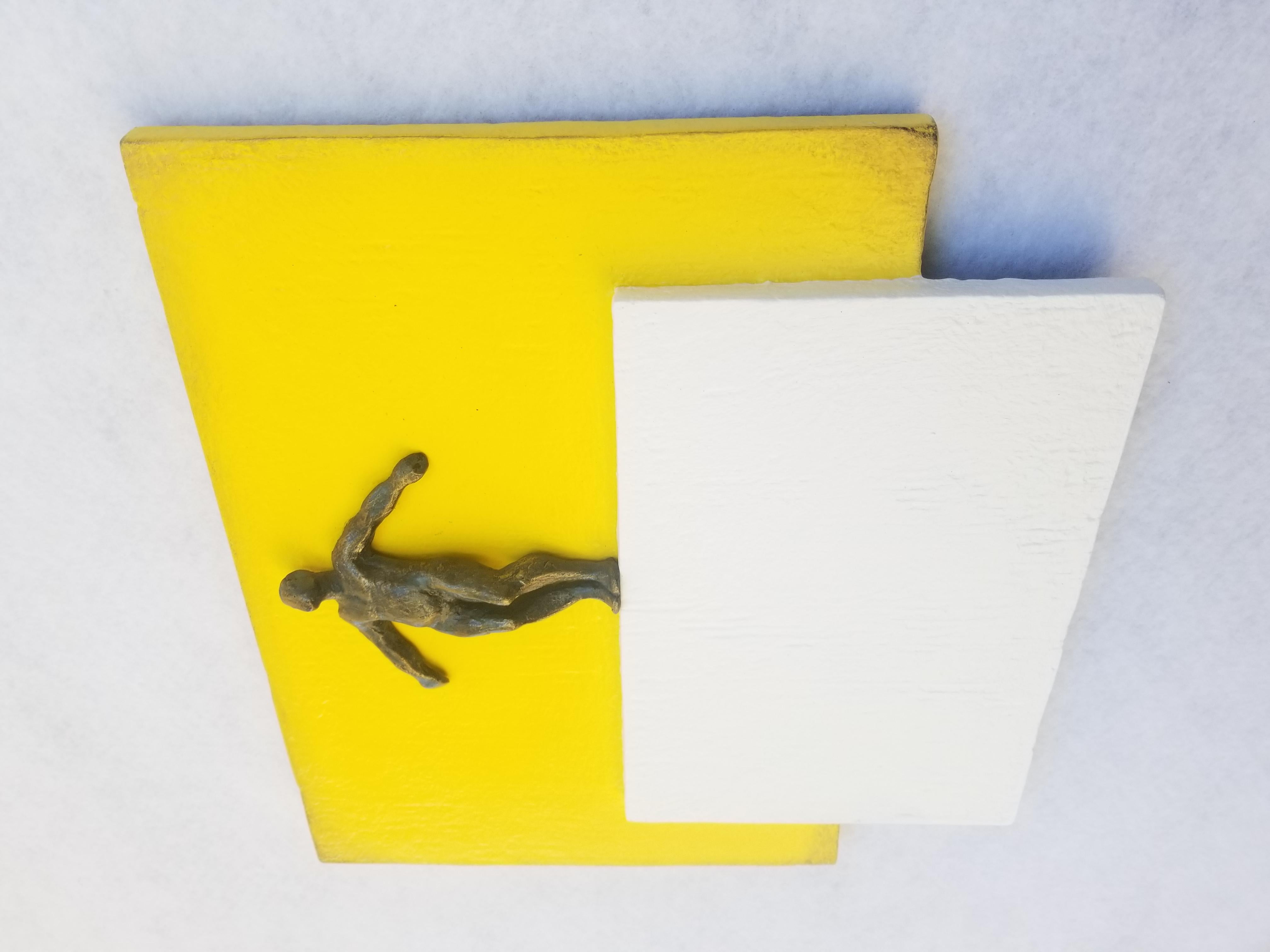 Yellow and White Square, Original Painting - Contemporary Mixed Media Art by Yelitza Diaz