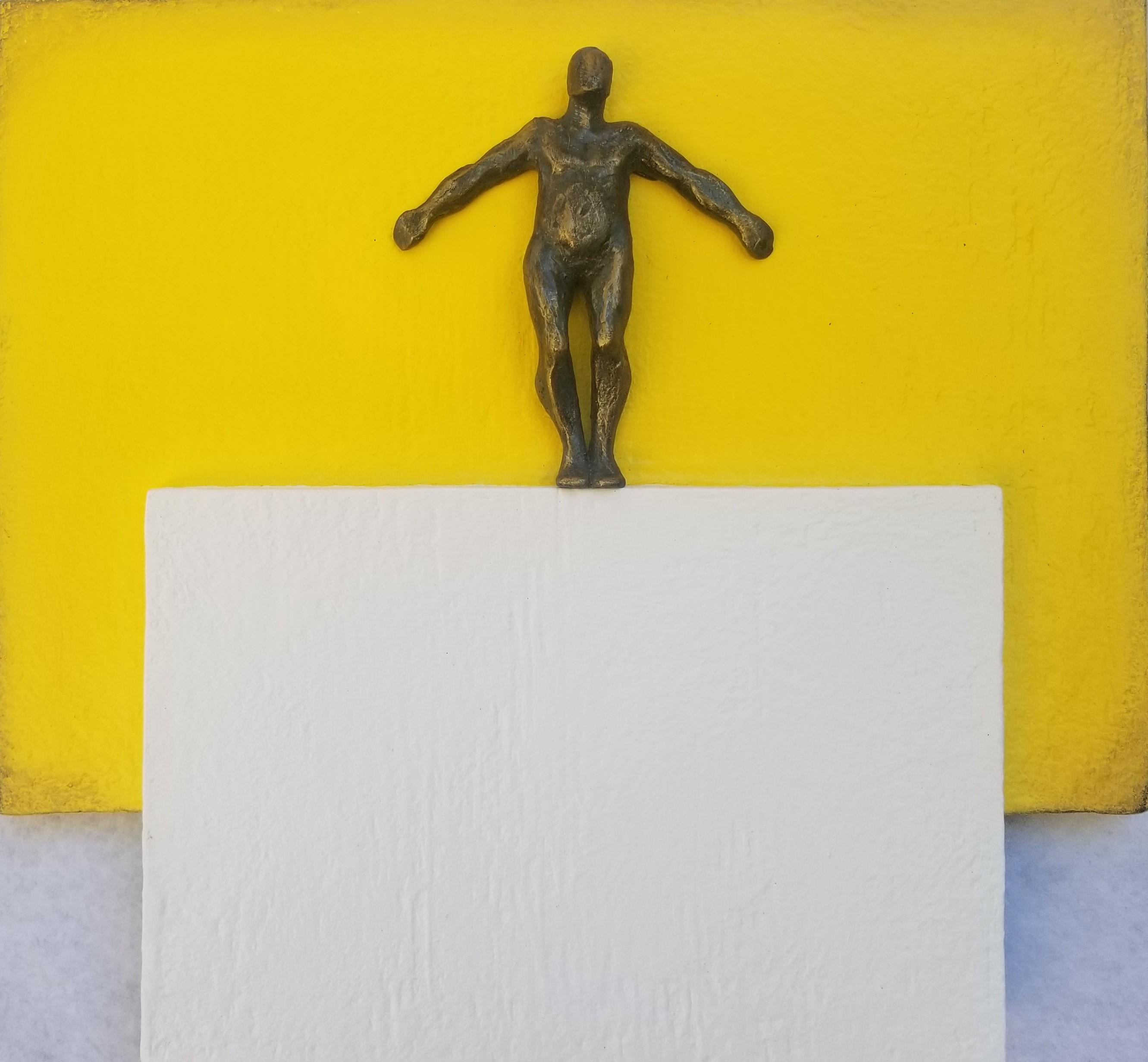 Yellow and White Square, Original Painting - Mixed Media Art by Yelitza Diaz