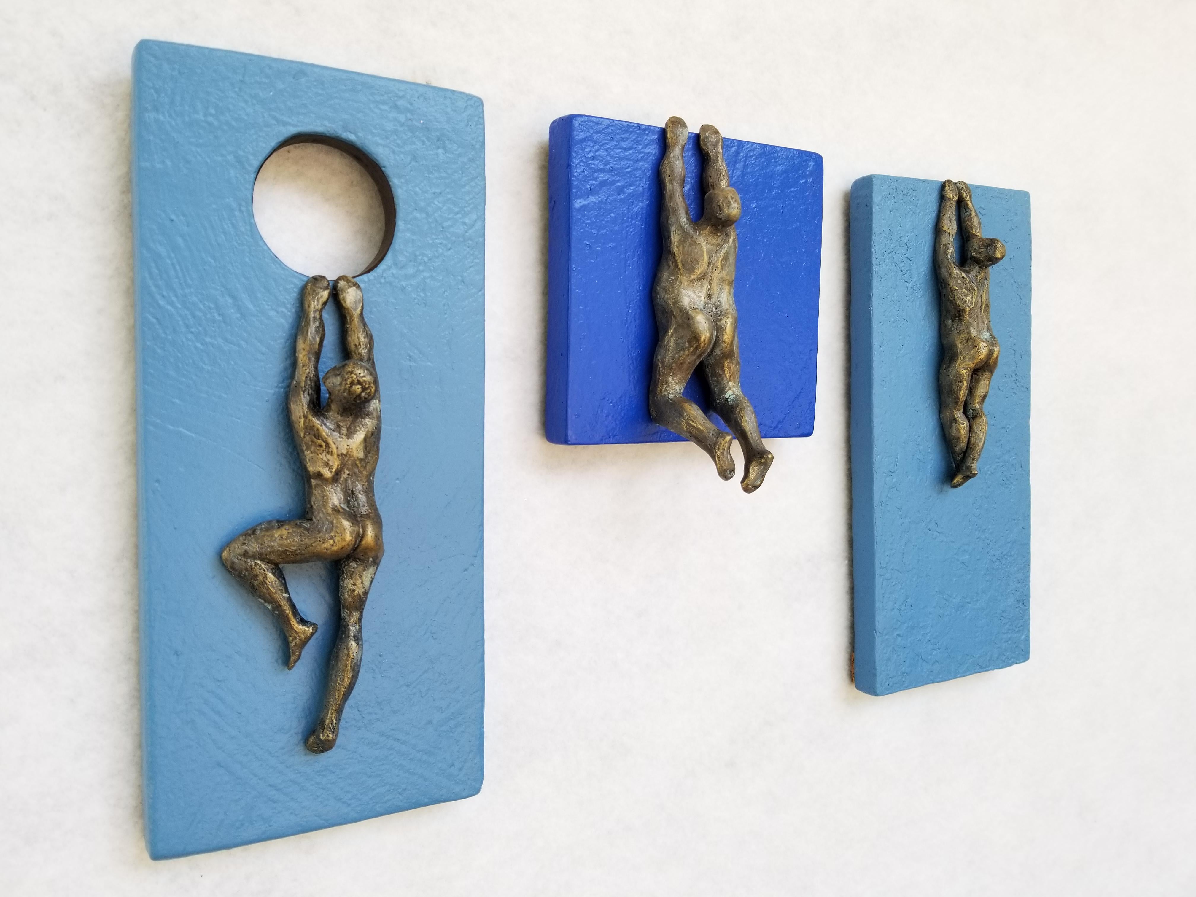 Blue Climbers, Original Painting - Contemporary Mixed Media Art by Yelitza Diaz