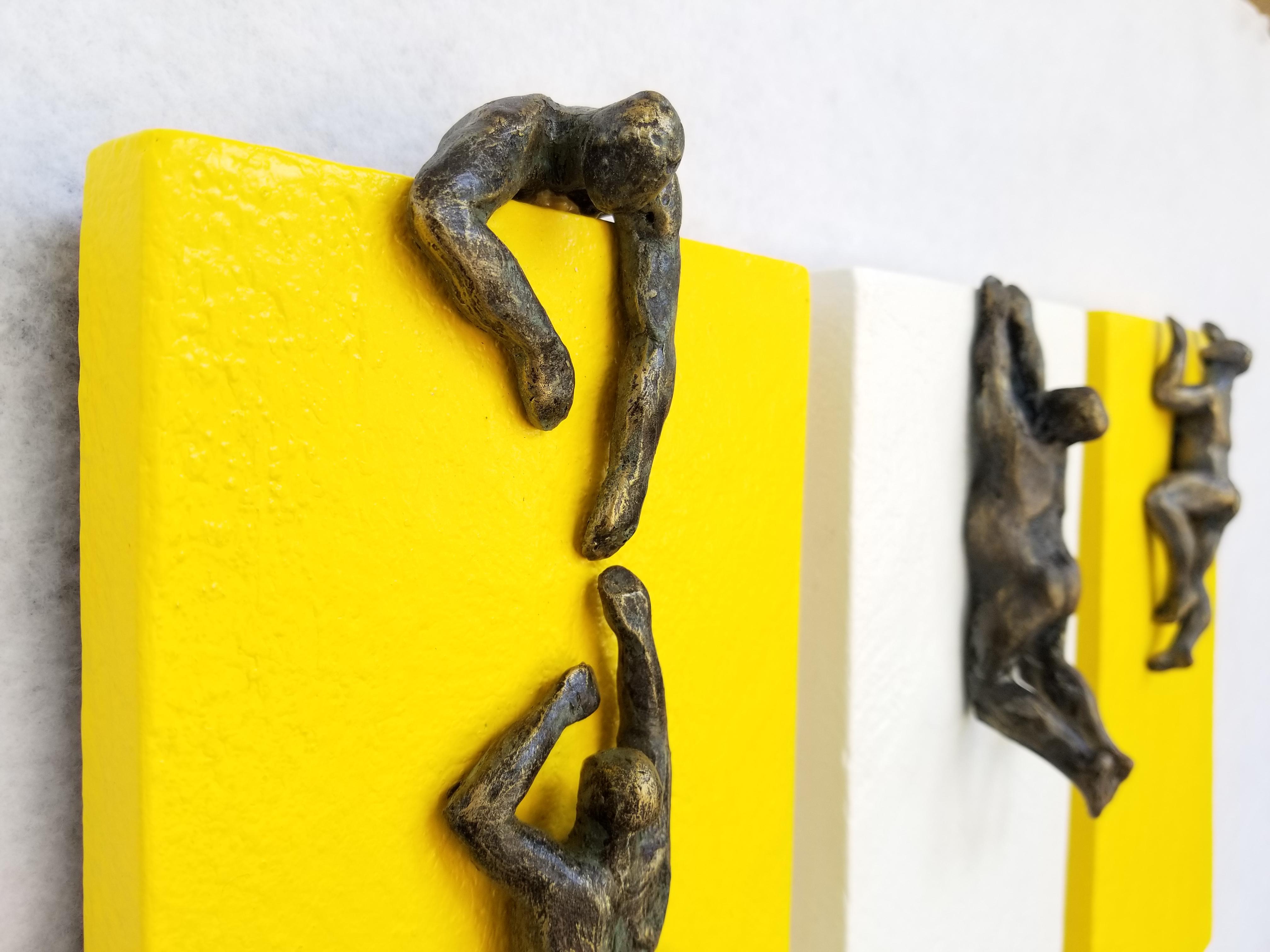 Yellow & White Climbers, Original Painting - Contemporary Mixed Media Art by Yelitza Diaz