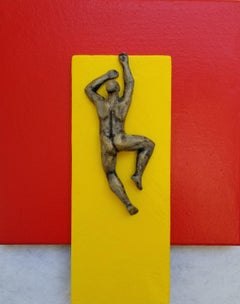 Peinture originale jaune sur rouge II,