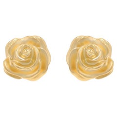 Orecchini a perno grandi in oro rosa Yelllow - 14k Fiori opachi forati