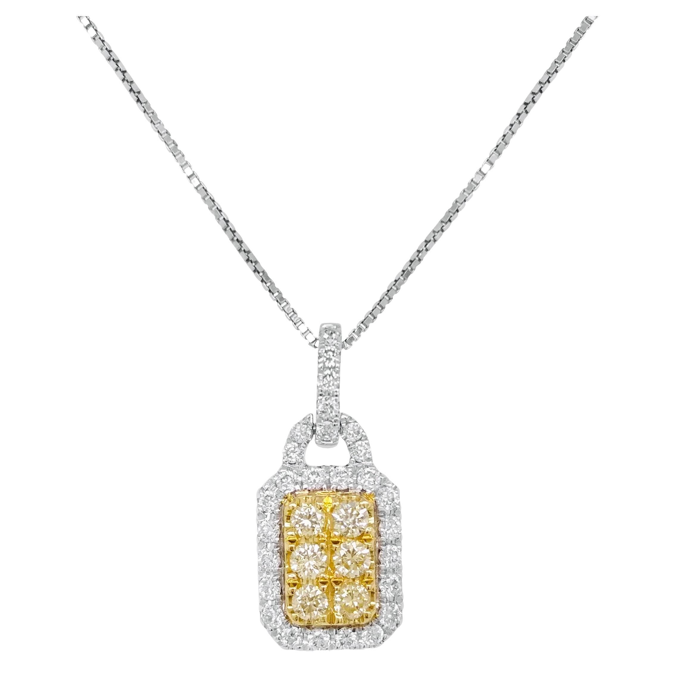 Yellow Diamond Pendant Necklace with platinum Chain For Sale
