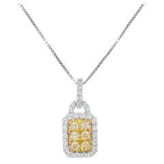 Collier pendentif en diamant jaune avec chaîne en platine