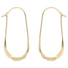 Yellow 14K Gold Delicate Wire Hoop Earrings, Petite