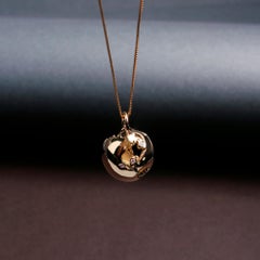 14 Karat Yellow Gold Globe Map Pendant Necklace with Diamond Customization