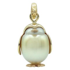 Yellow 18 Karat Gold Australian Pearl Penguin Pendant/Necklace or Charm