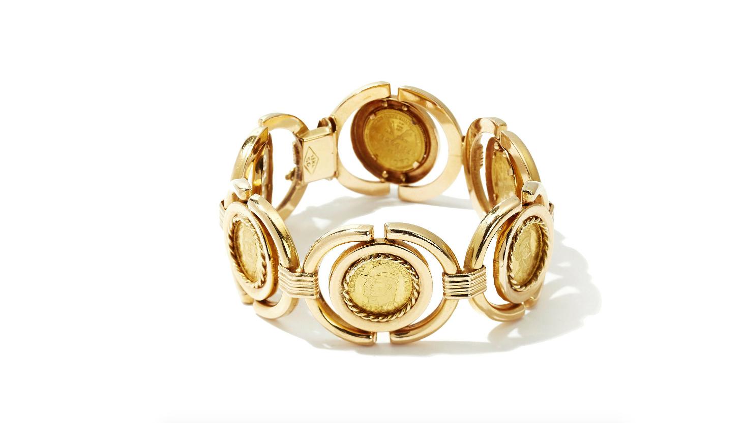 Women's Yellow 18 Karat Gold Link Bracelet, 1970s