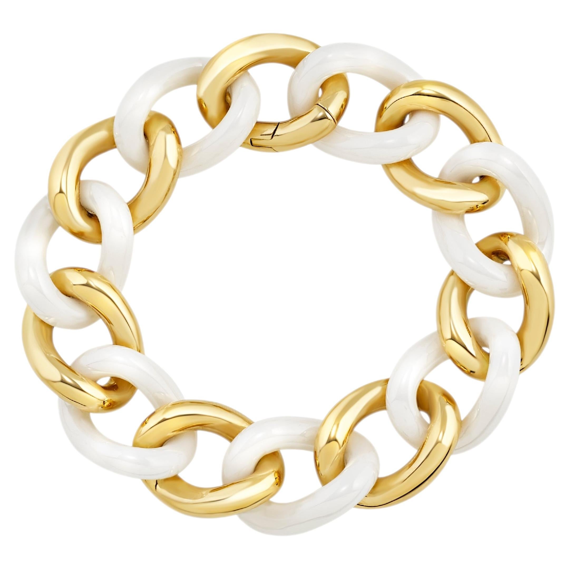 Yellow 18kt Gold and Ceramic Bracelet XS Link - FASHION GROUMETTE Collection*