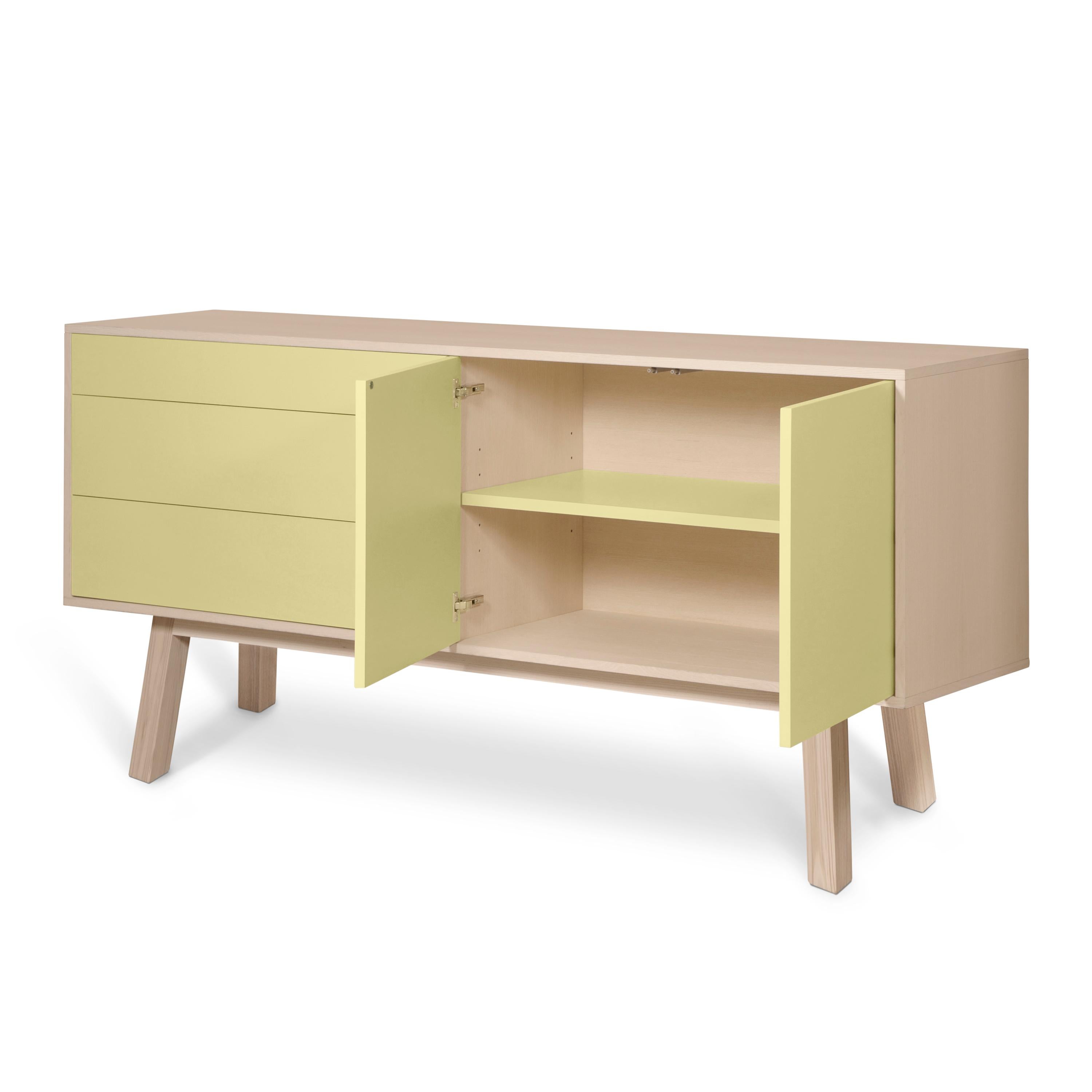 Yellow Higher Sideboard with doors and drawers designed in Paris by E. Gizard For Sale 2