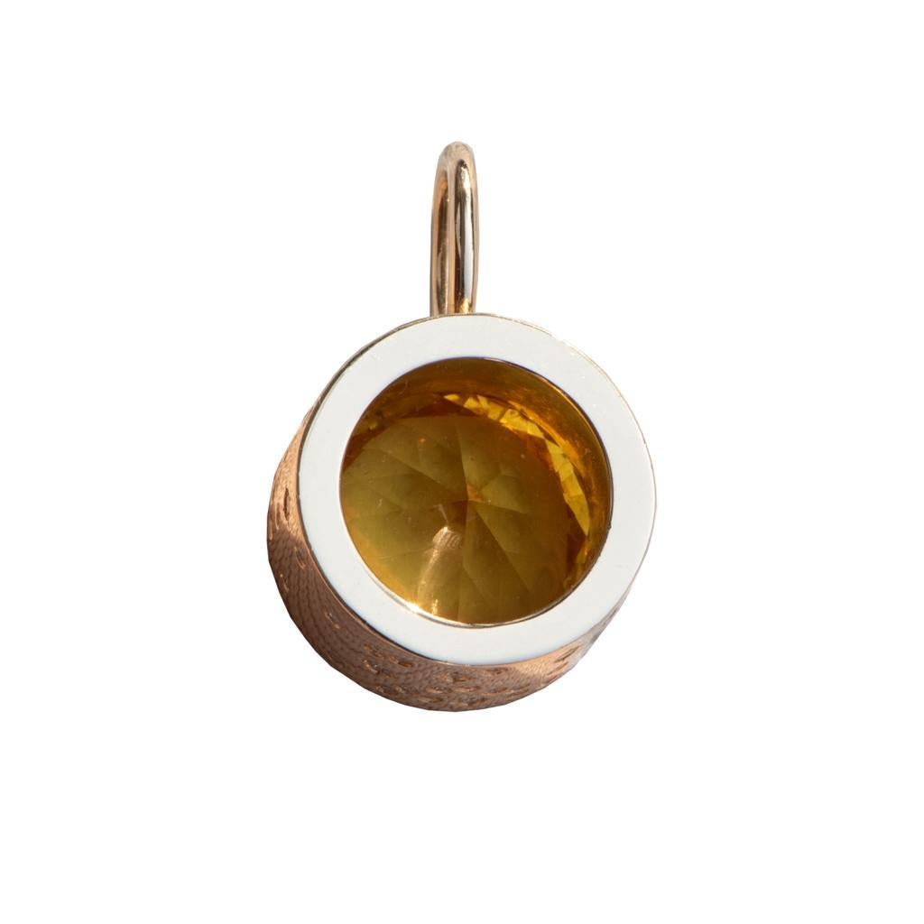 Modern Yellow 5ct Sapphire Constellation Pendant 10kt Gold with Diamonds For Sale