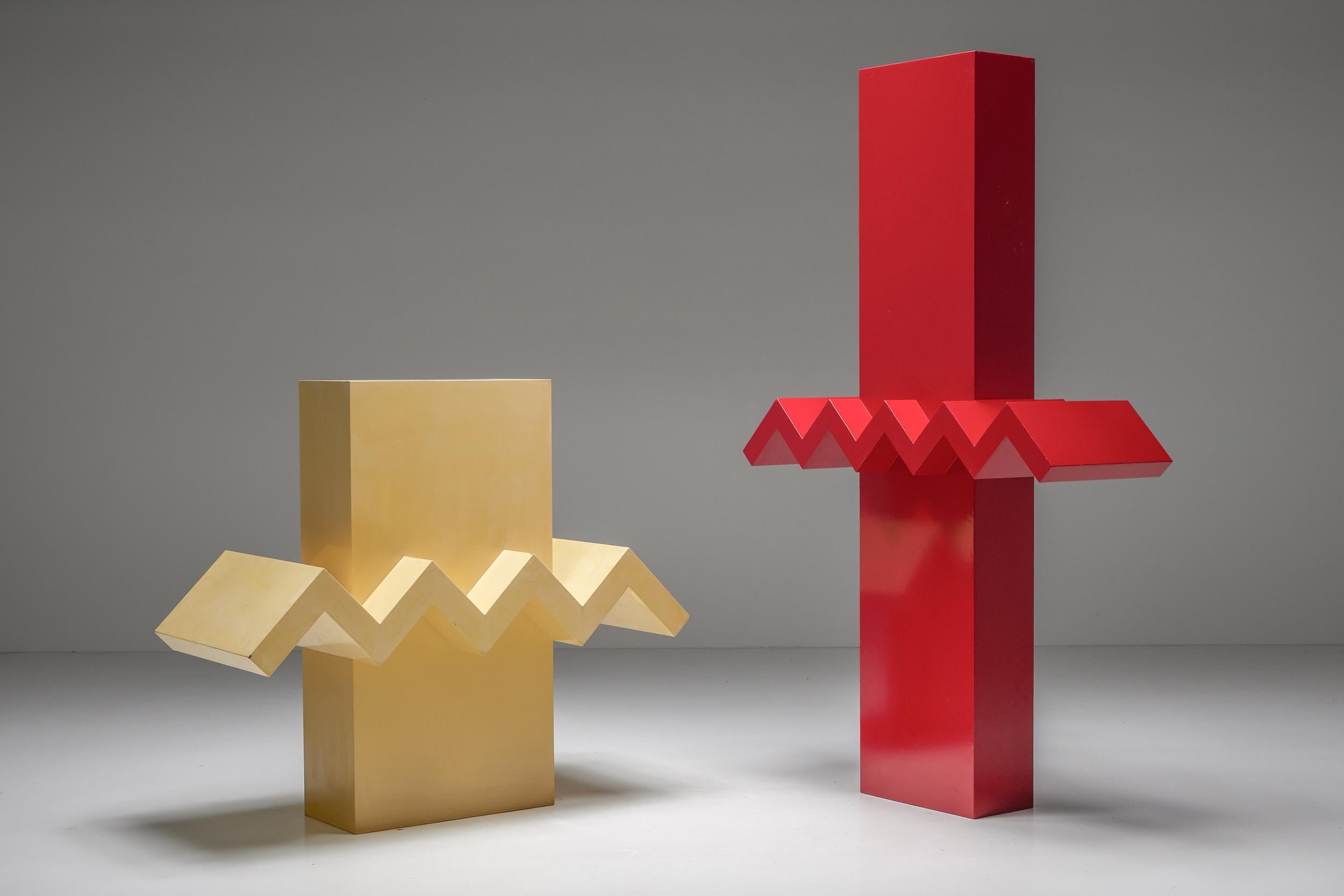 Scultura astratta gialla postmoderna, Hic & Nunc Belgian Artworks, 1989 in vendita 3