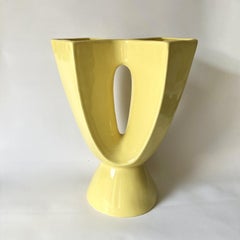 Yellow Abstract Vase Midcentury
