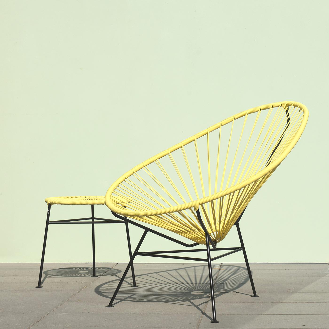 Sedia Acapulco gialla di OK Design
Dimensioni: D 110 x L 79 x H 72 cm.
Materiali: Metallo verniciato a polvere, Corde in PVC.

Disponibile con cornice nera, bianca o in acciaio inox.
Disponibile in altri colori. Contattateci.

L'Original Acapulco