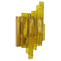Yellow Acrylic and Metal Wall Lamp by Claus Bolby for Cebo Industri