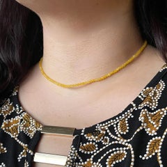Yellow Agate Bead Adjustable Choker Necklace