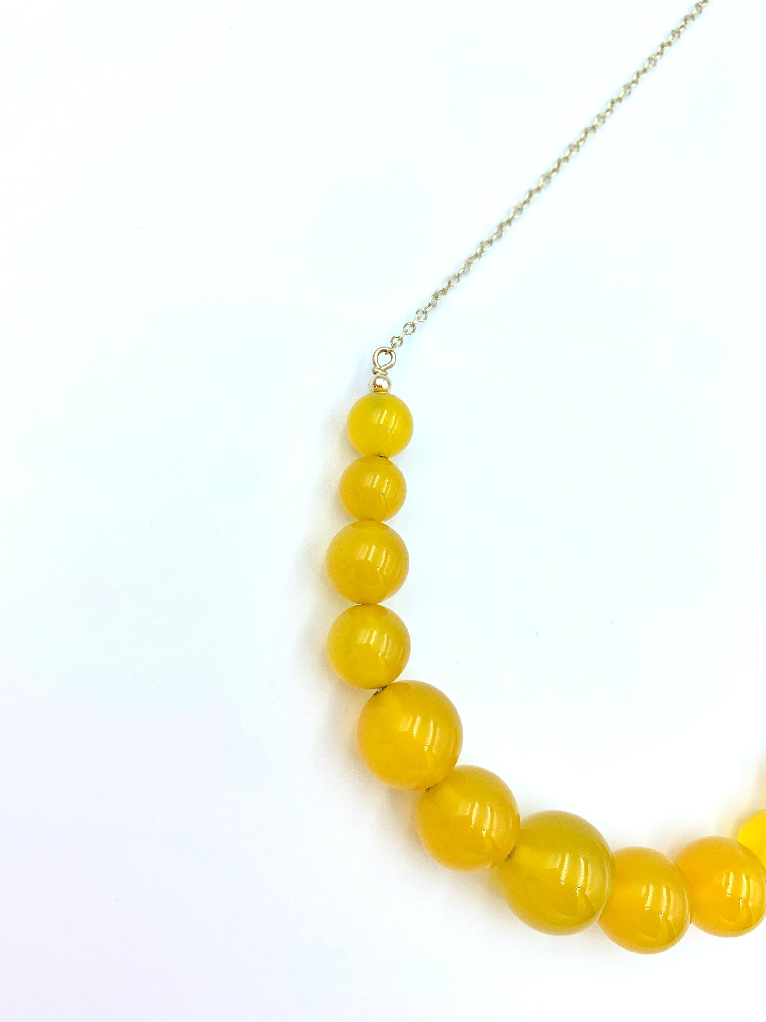 Contemporain Collier Sweetie gradué en or jaune avec perles d'agate jaune en vente