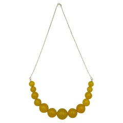 Yellow Agate Bead Graduated Sweetie Necklace in Yellow Gold