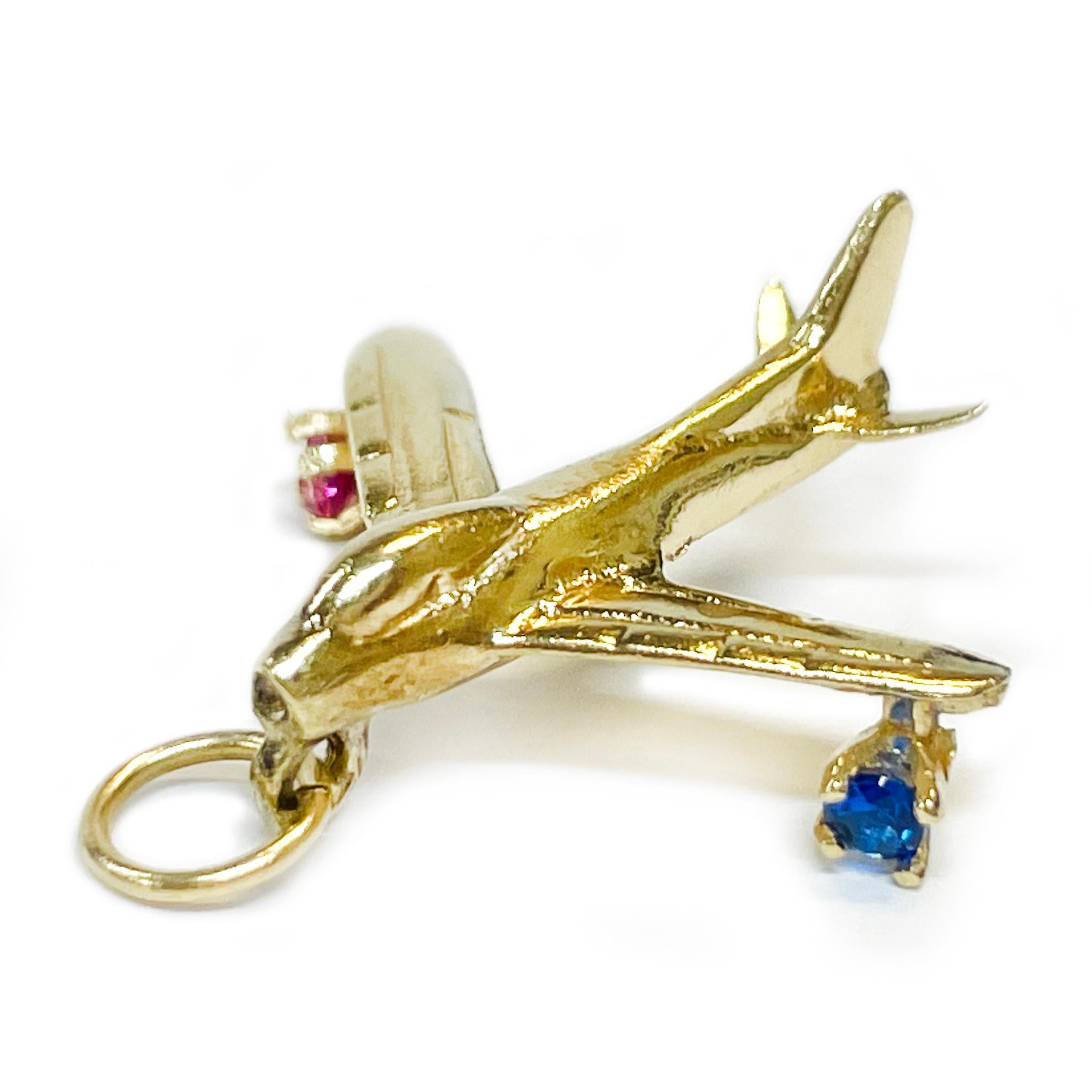 Gold Plated Sterling Silver 747 Jumbo Jet Airplane Charm New Old Stock 