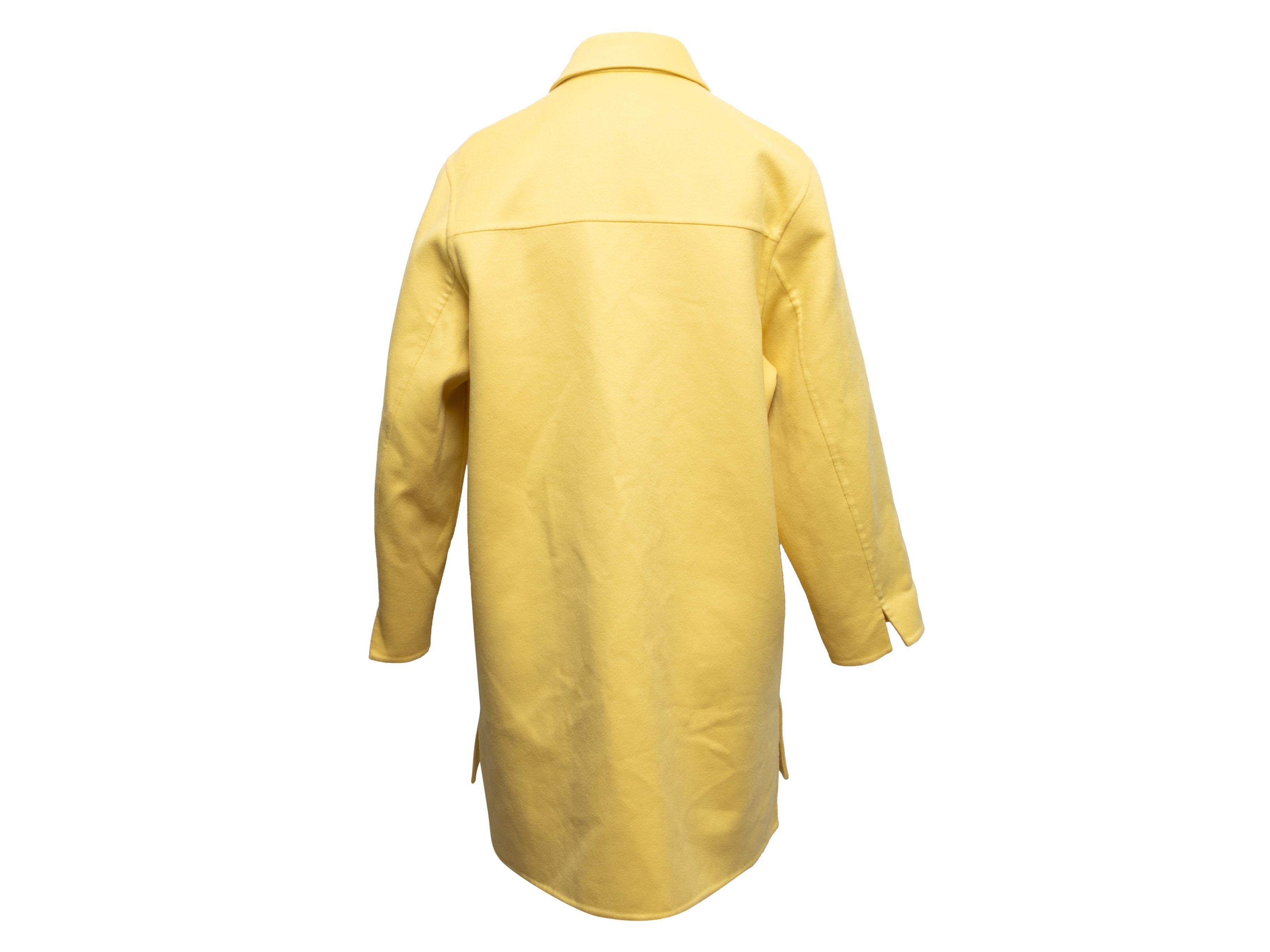 Women's Yellow Akris Mimoa Virgin Wool Zip Coat Size US 4 For Sale
