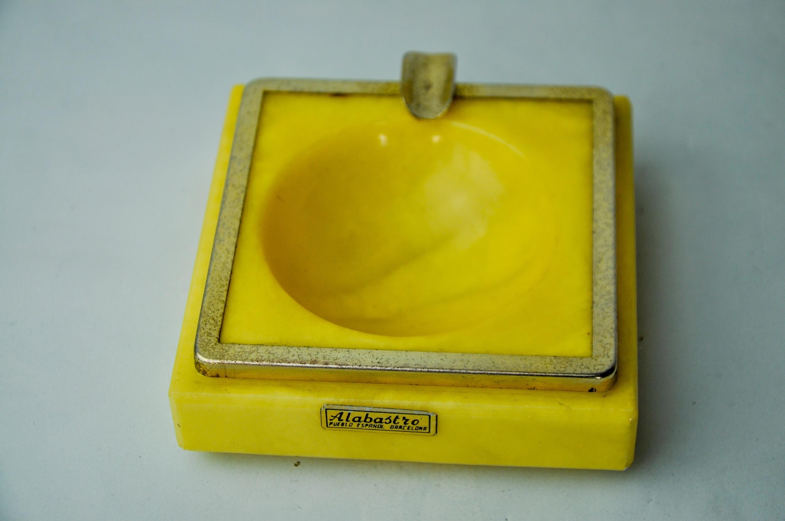 Spanish Yellow alabaster ashtray, Spain, 1970