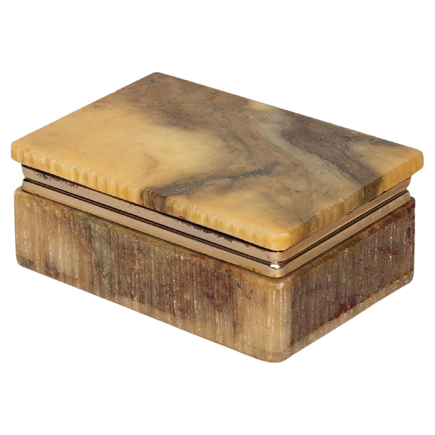 Yellow Alabaster
Brass Jewelry Box - Mineral Stone Box - Italy 1970s