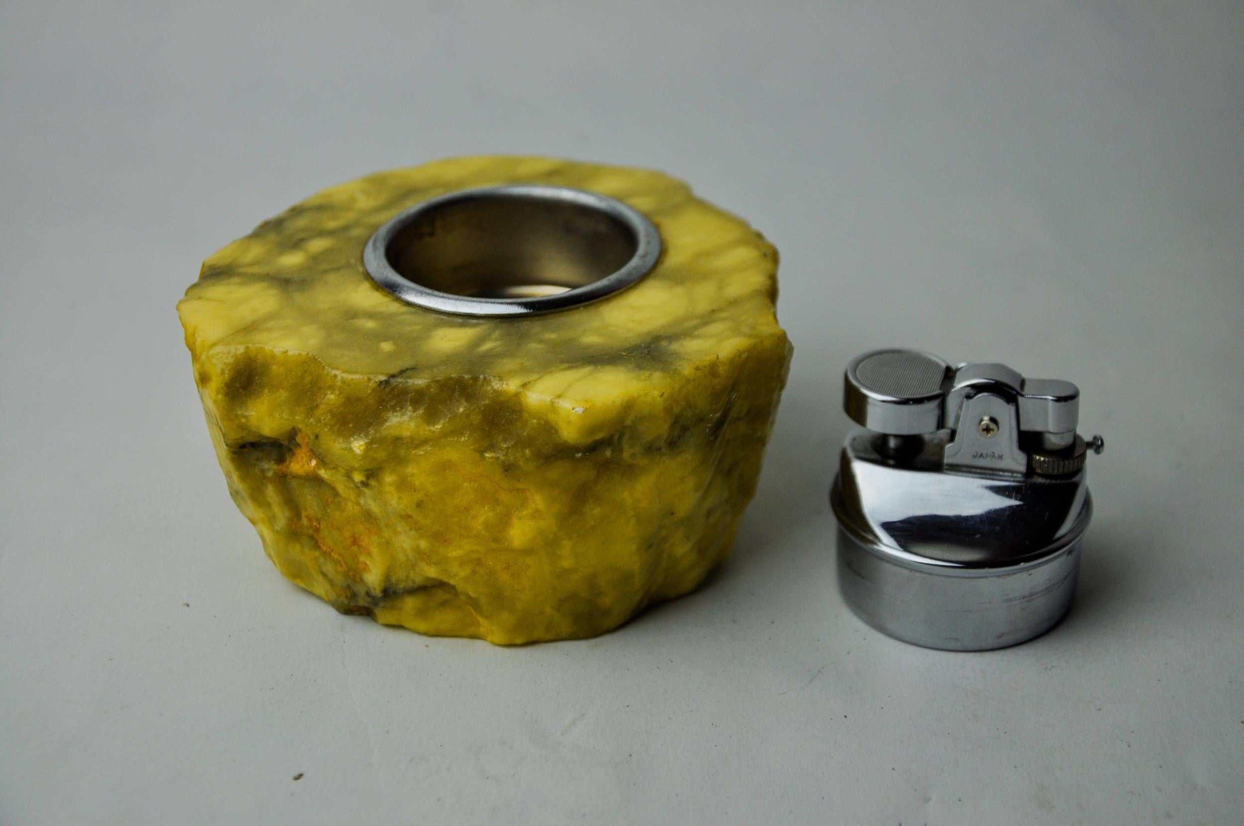 Alabaster Yellow alabaster lighter by Romano Bianchi, Italy, 1970 For Sale