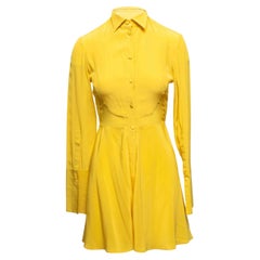 Yellow Alexander McQueen Silk Long Sleeve Dress Size IT 38