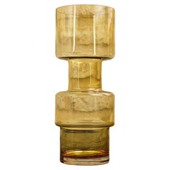 Yellow/Amber Hooped Glass Vase, Tamara Aladin, Riihimäen Lasi Oy, Riihimaki
