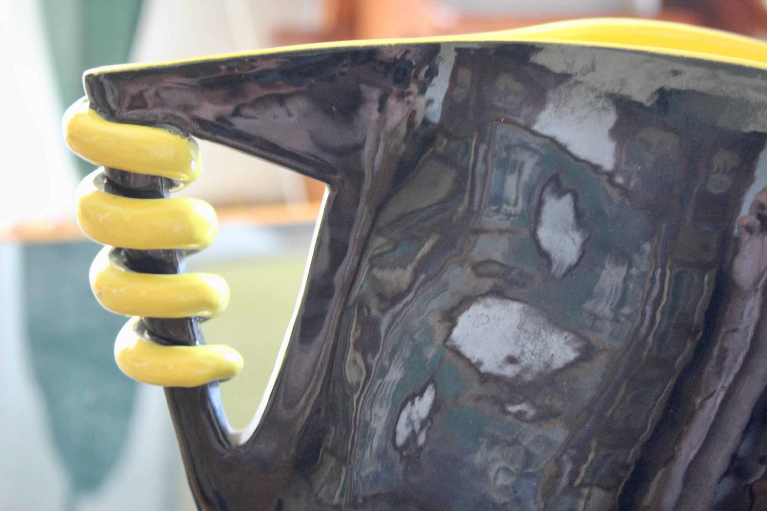 Yellow and black ceramic French pichet For Sale 1