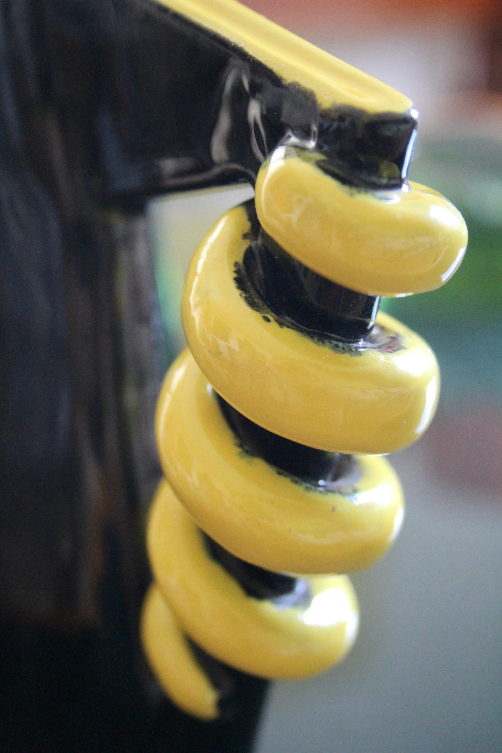 Yellow and black ceramic French pichet For Sale 2