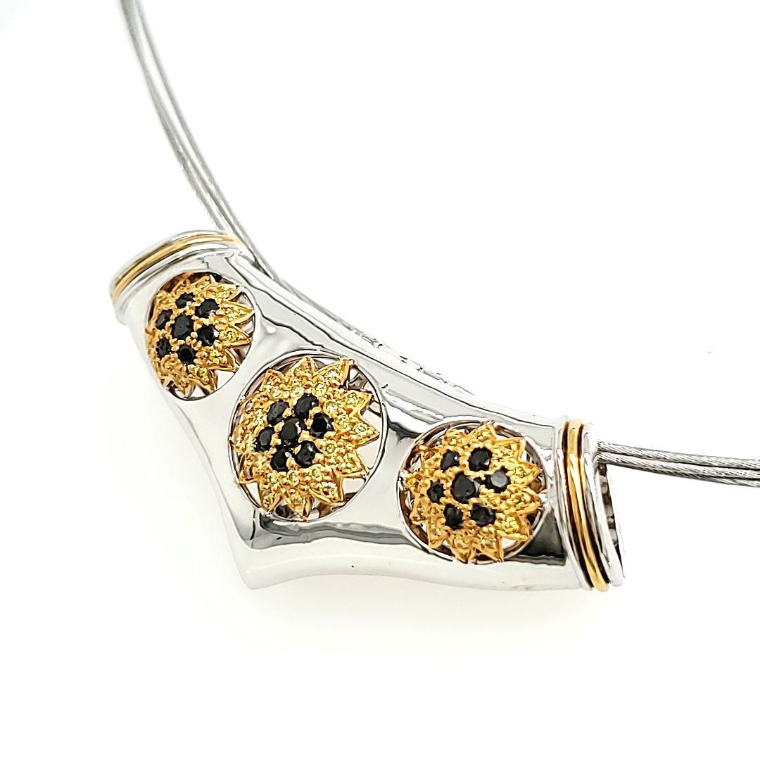 Yellow and Black Diamond Ctw 0.80 Slider Pendant In New Condition For Sale In Hong Kong, HK