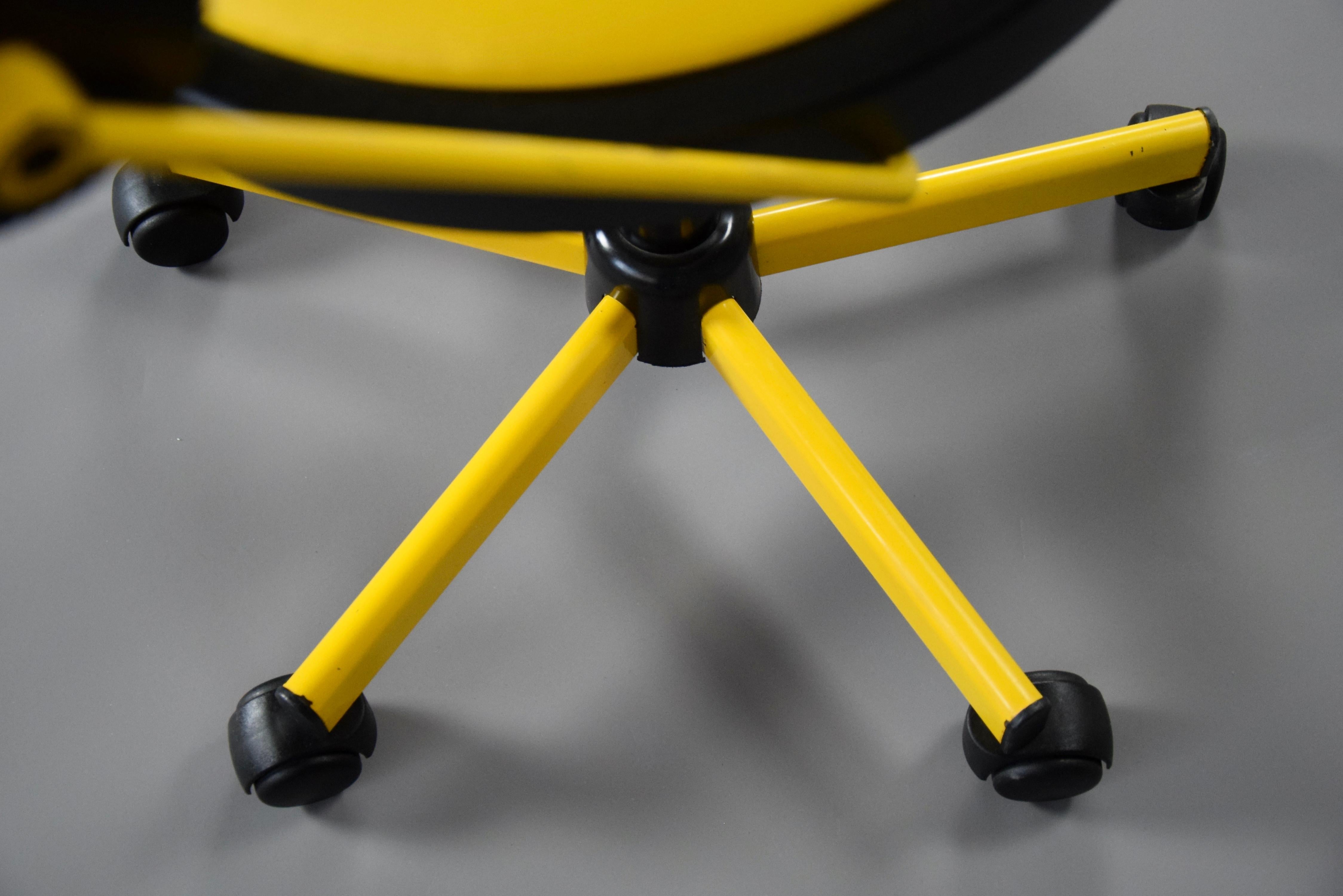 Yellow and Black Post-Modern Adjustable Office Chair by Bieffeplast, Italy, 1980 7