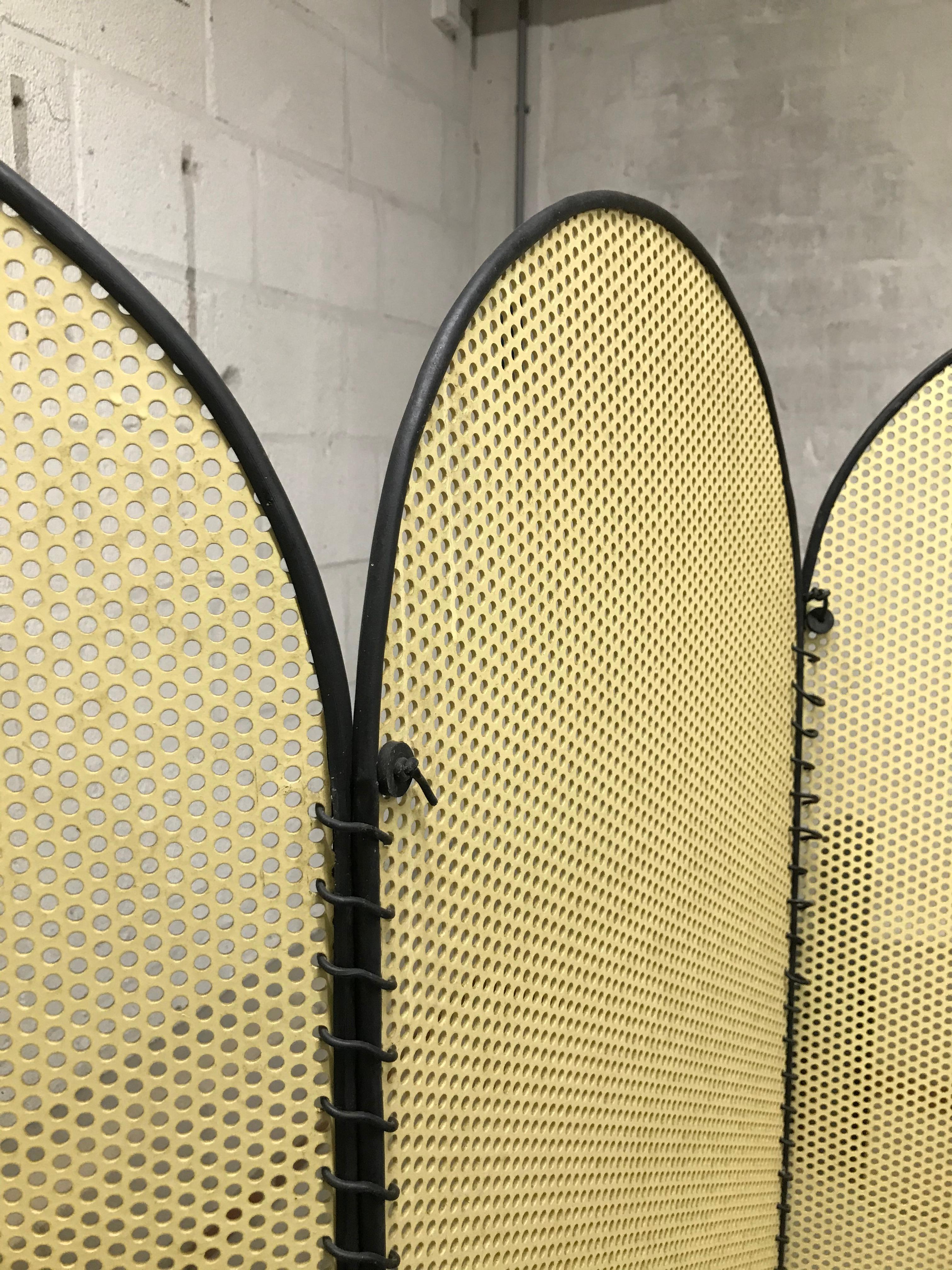 Mid-Century Modern Yellow and Black Room Divider For Sale