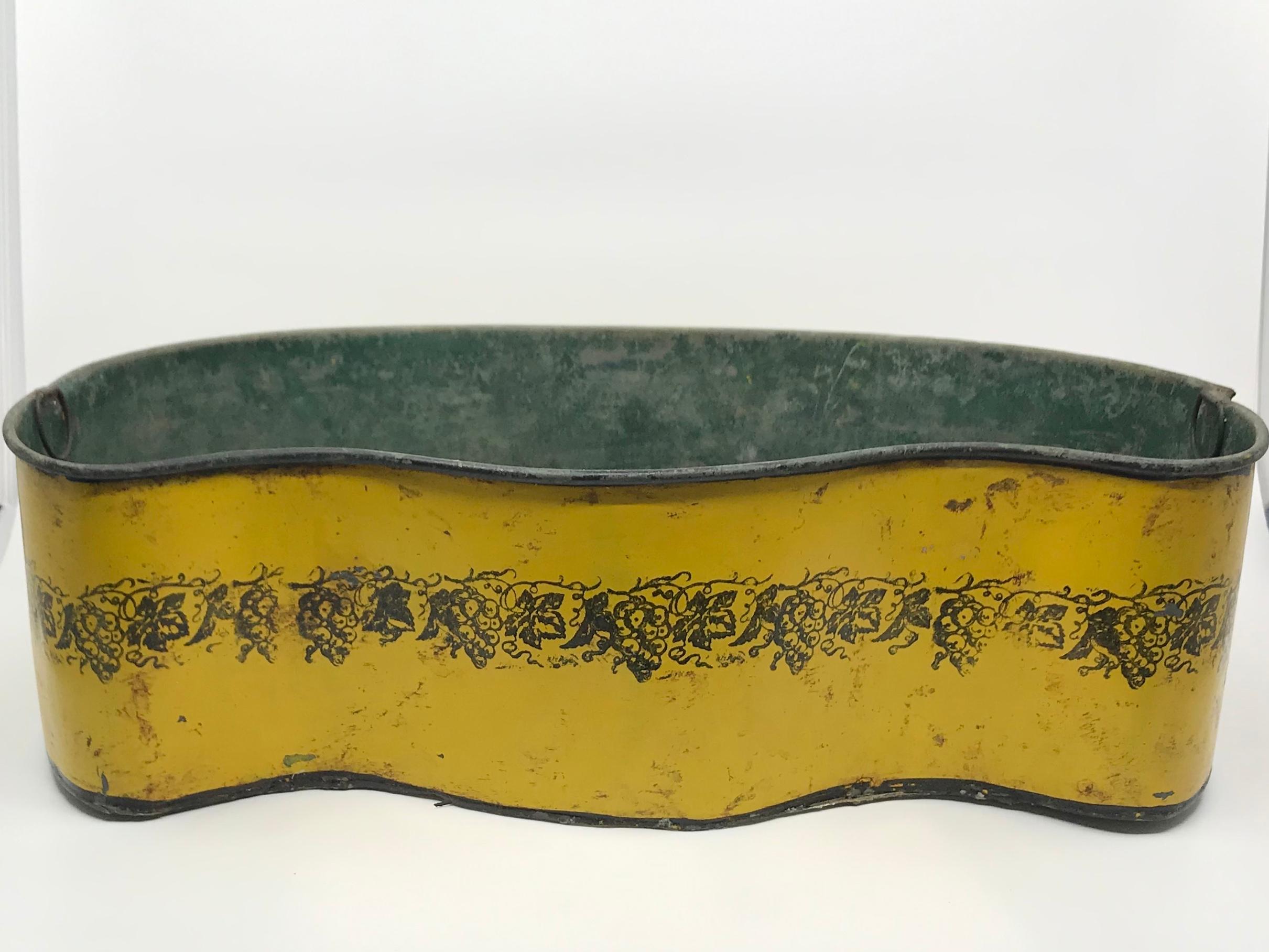19th Century Yellow and Black Tole Planter