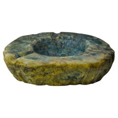 Vintage Yellow and blue alabaster ashtray by Romano Bianchi, Italy, 1970