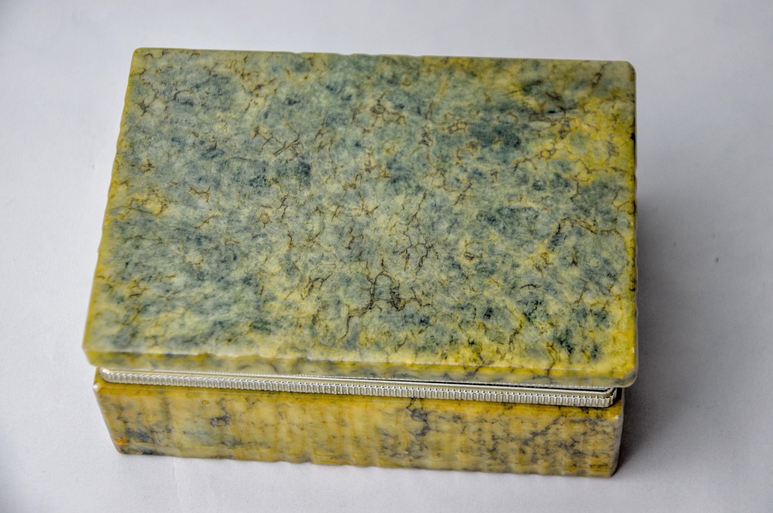Late 20th Century Yellow and blue alabaster box by Romano Bianchi, Italy, 1970