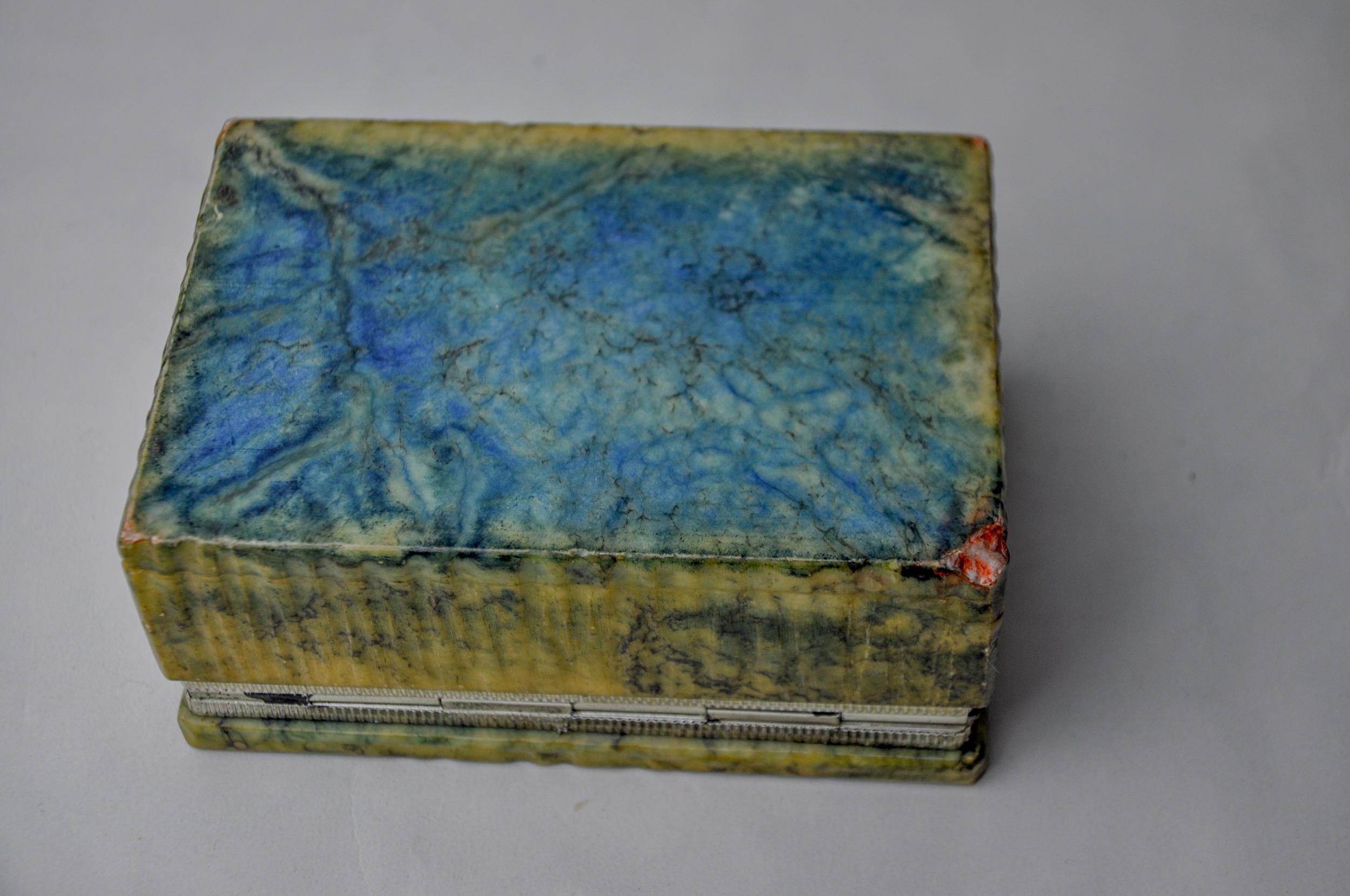 Yellow and blue alabaster box by Romano Bianchi, Italy, 1970 1