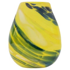 Retro Yellow and Blue Art Glass Vase Signed Jerome M'Art