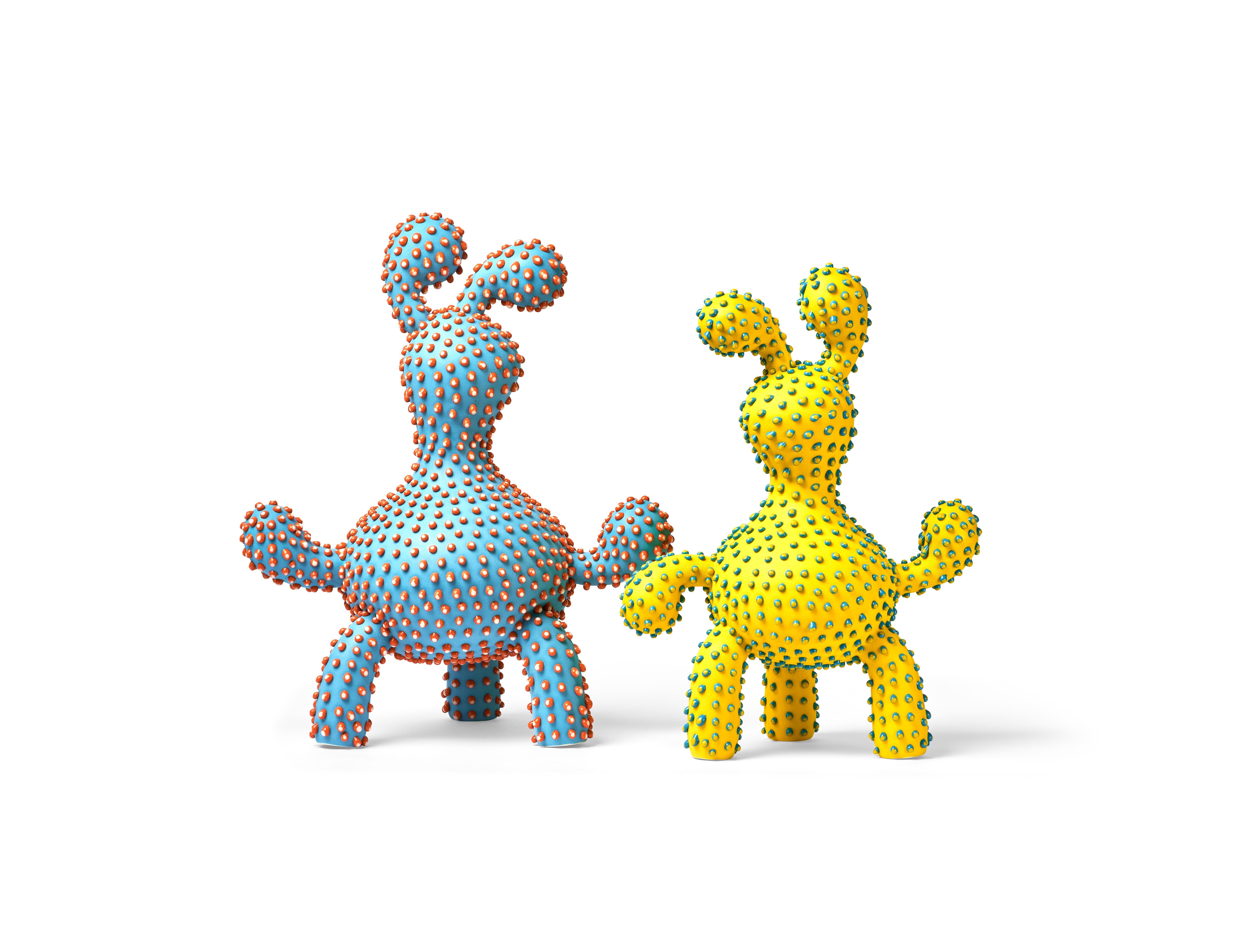 Contemporary Yellow and Blue Creature Sculpture, Ahryun Lee