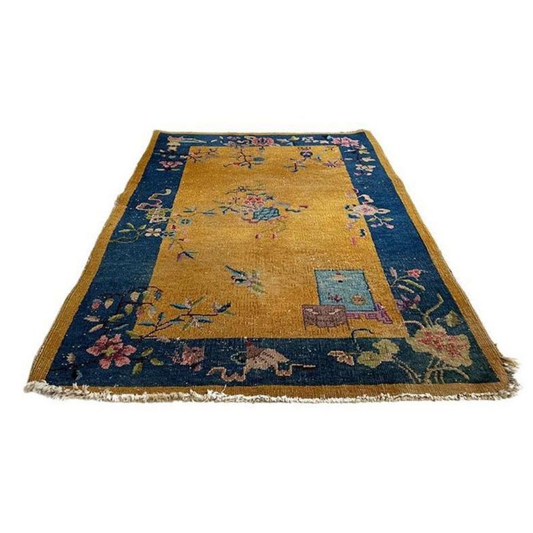 blue chinoiserie rug