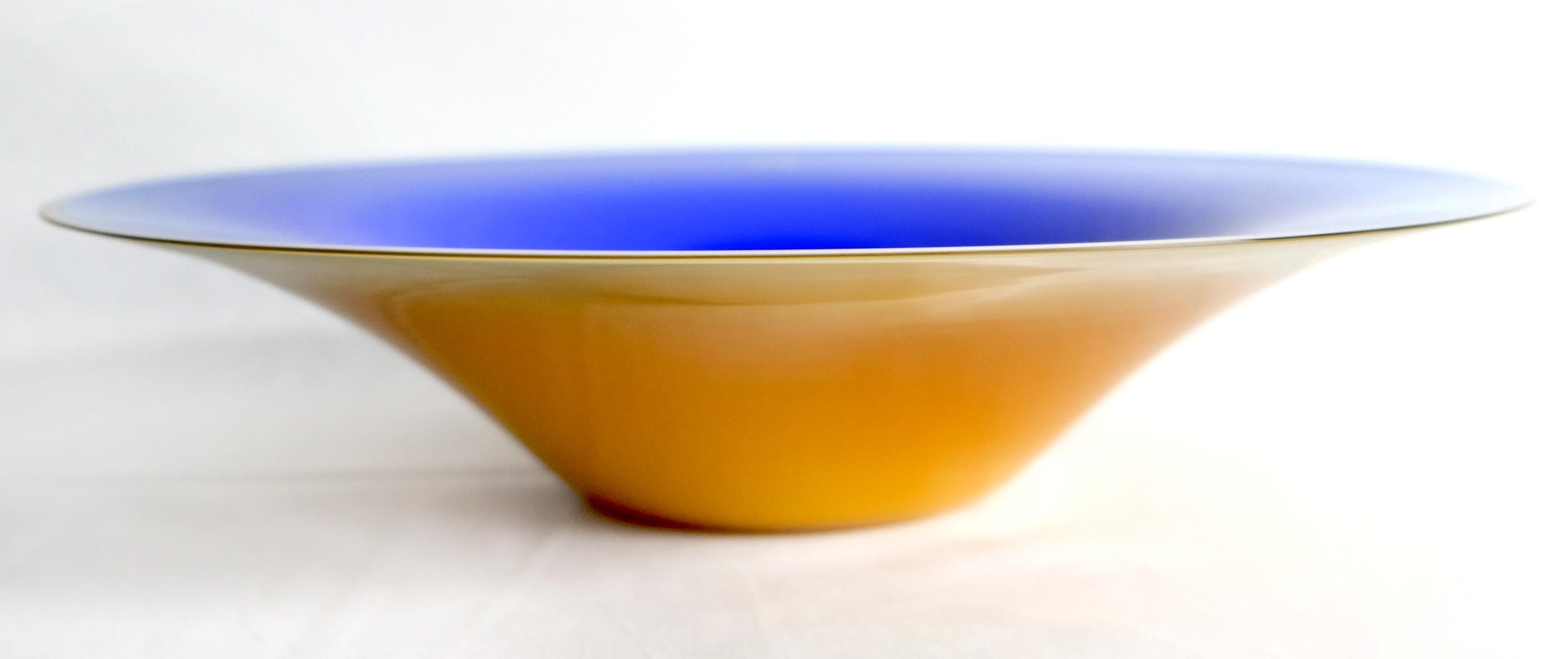 Italian V. Nason & C., Italy Yellow and Blue Murano Glass Bowl