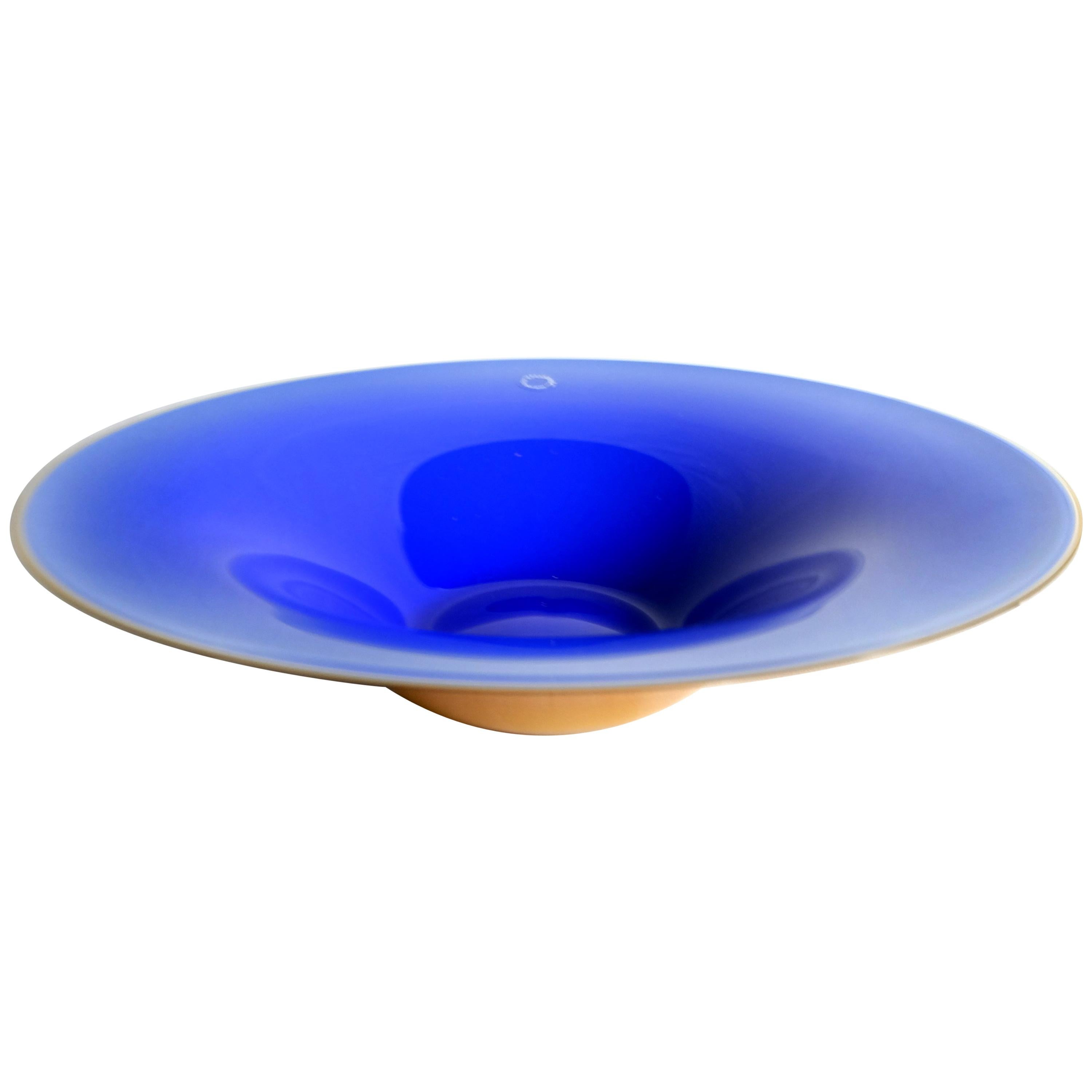 V. Nason & C., Italy Yellow and Blue Murano Glass Bowl