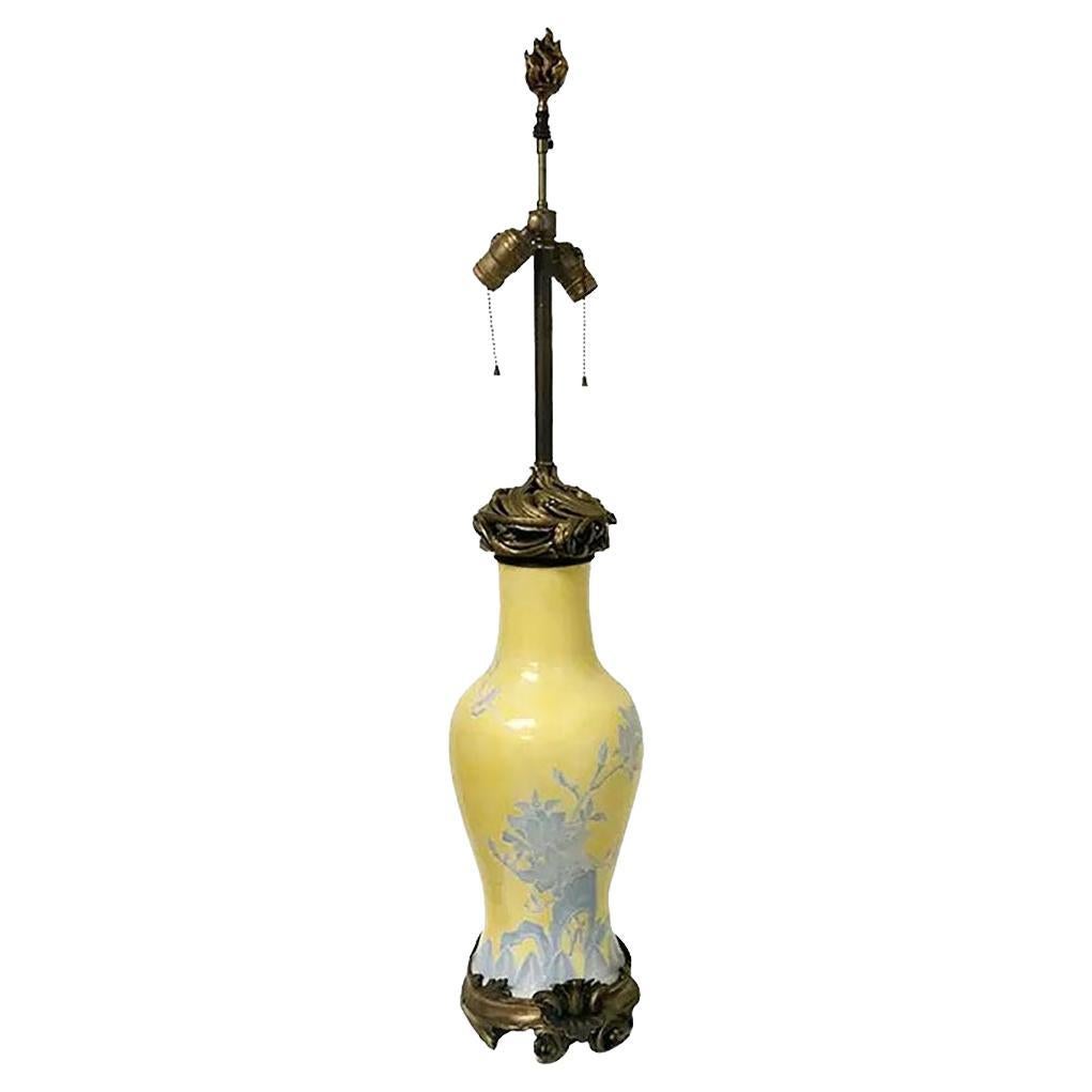Yellow and Blue Rococo Table Lamp For Sale